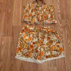 Floral Smocked Top and Shorts Set